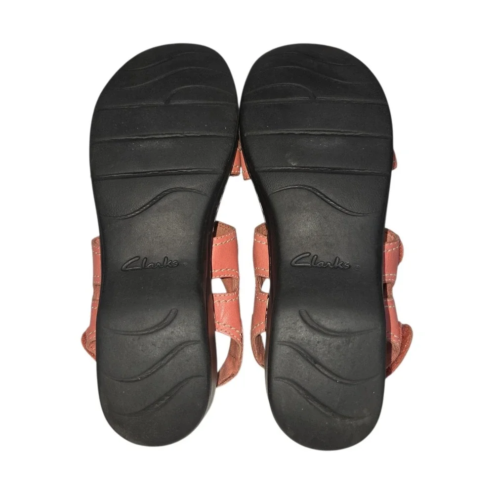 Clarks Bendables Lexi Coral Pink Leather Wedge Sandals 8.5M‎